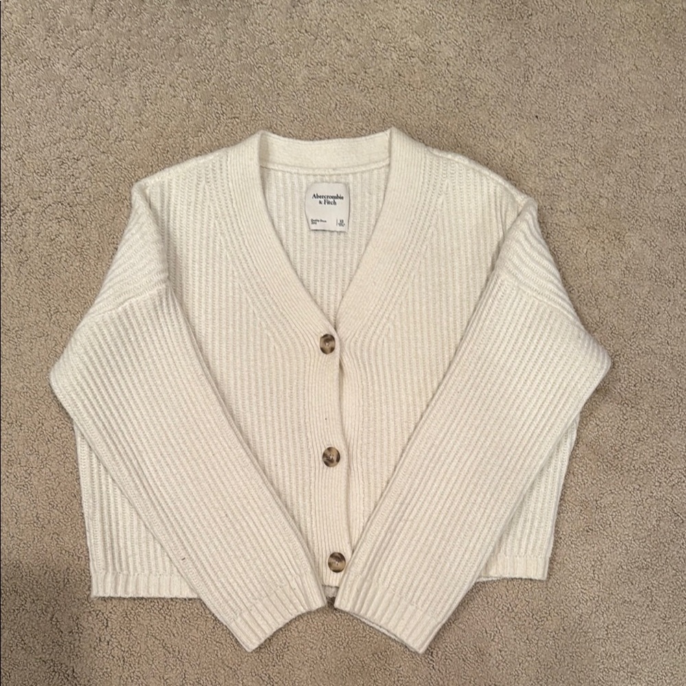 Abercrombie & Fitch Cream Button-Up Cardigan